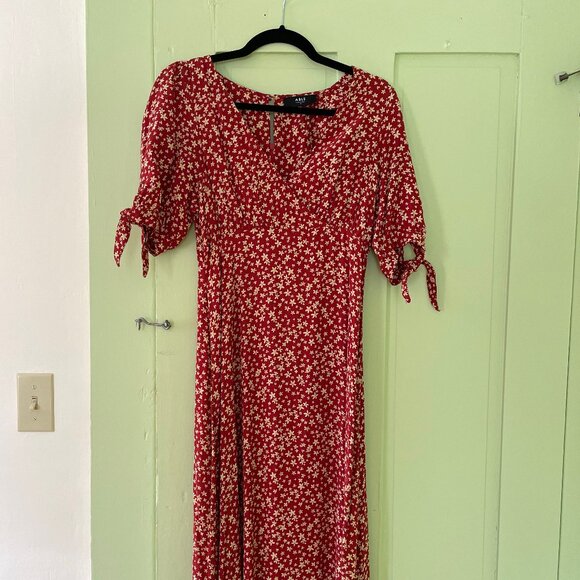 Able Simone Midi dress red flower print XS viscose - Picture 1 of 7
